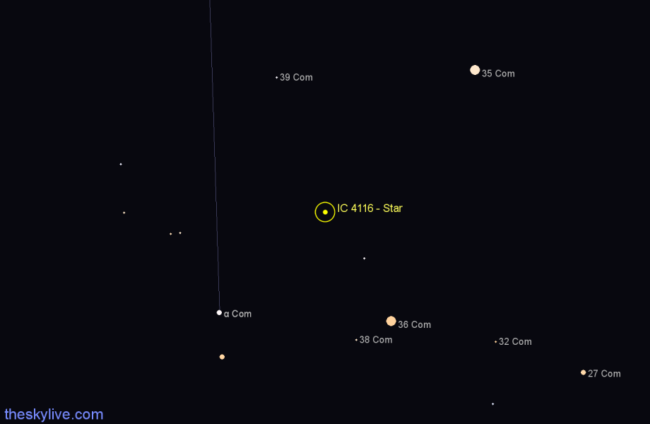 Finder chart IC 4116 - Star in Coma Berenices star