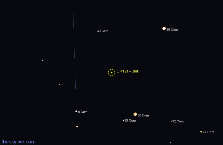 Finder chart IC 4121 - Star in Coma Berenices star