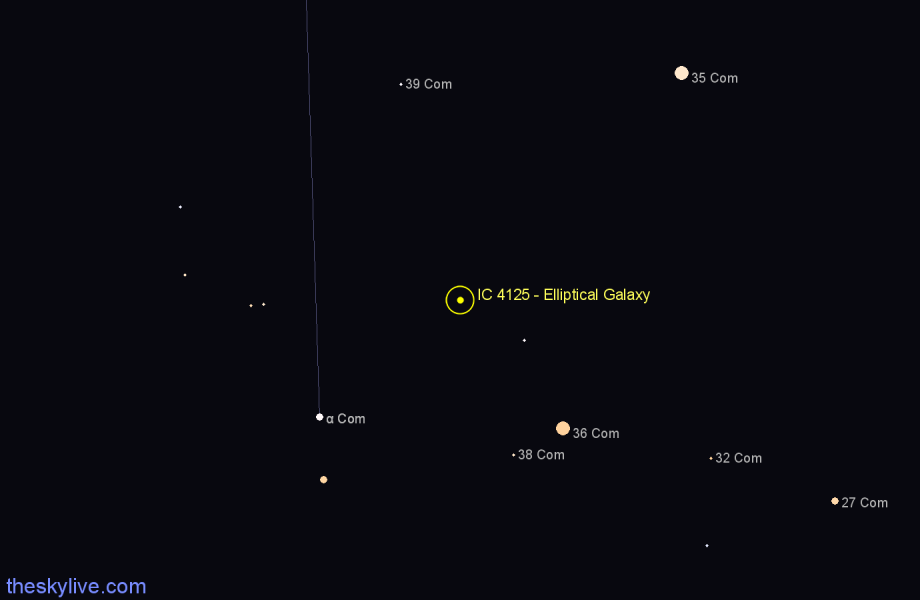 Finder chart IC 4125 - Elliptical Galaxy in Coma Berenices star