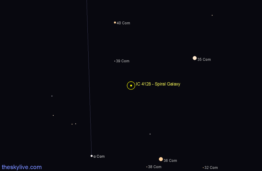 Finder chart IC 4128 - Spiral Galaxy in Coma Berenices star