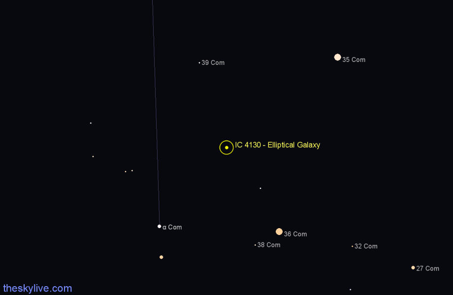 Finder chart IC 4130 - Elliptical Galaxy in Coma Berenices star