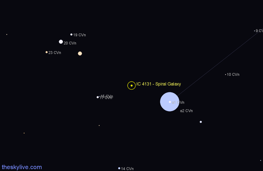 Finder chart IC 4131 - Spiral Galaxy in Canes Venatici star