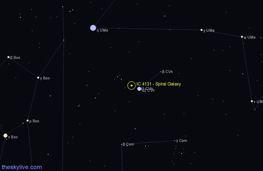 Finder chart IC 4131 - Spiral Galaxy in Canes Venatici star