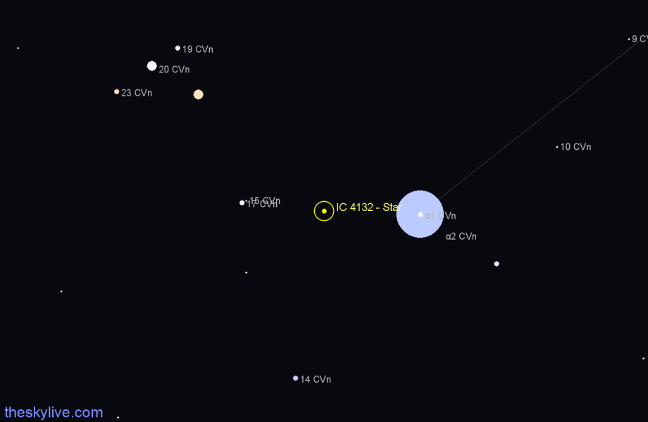 Finder chart IC 4132 - Star in Canes Venatici star