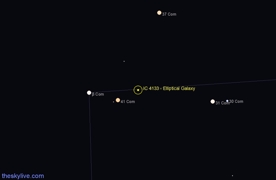 Finder chart IC 4133 - Elliptical Galaxy in Coma Berenices star