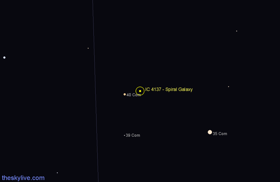 Finder chart IC 4137 - Spiral Galaxy in Coma Berenices star