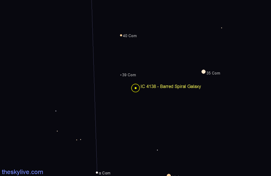 Finder chart IC 4138 - Barred Spiral Galaxy in Coma Berenices star