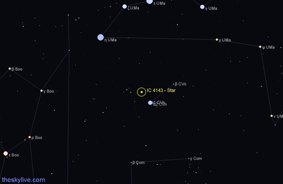 Finder chart IC 4143 - Star in Canes Venatici star