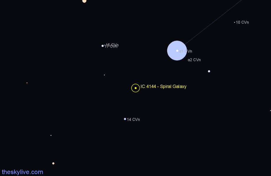 Finder chart IC 4144 - Spiral Galaxy in Canes Venatici star