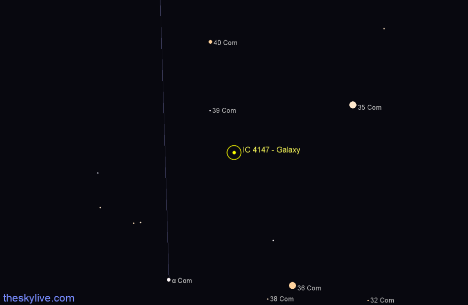 Finder chart IC 4147 - Galaxy in Coma Berenices star