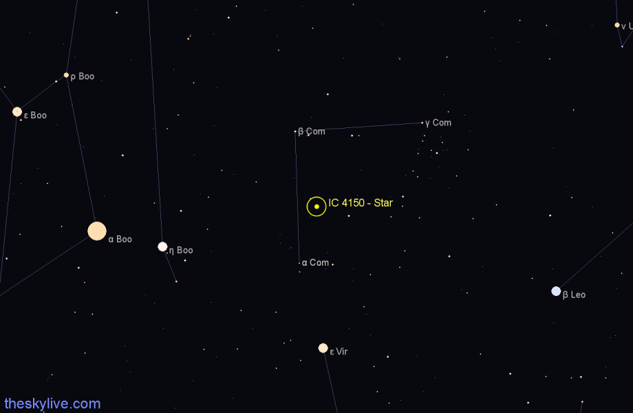 Finder chart IC 4150 - Star in Coma Berenices star