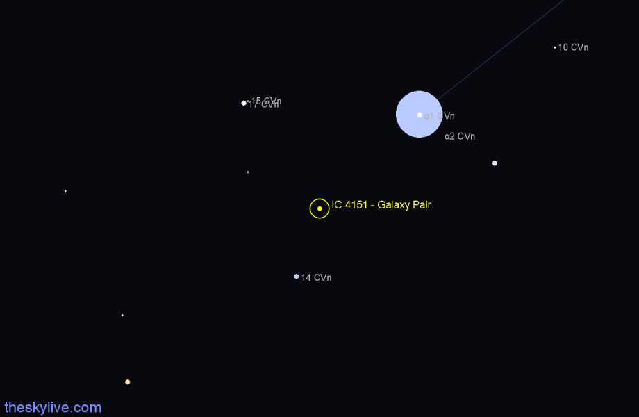 Finder chart IC 4151 - Galaxy Pair in Canes Venatici star