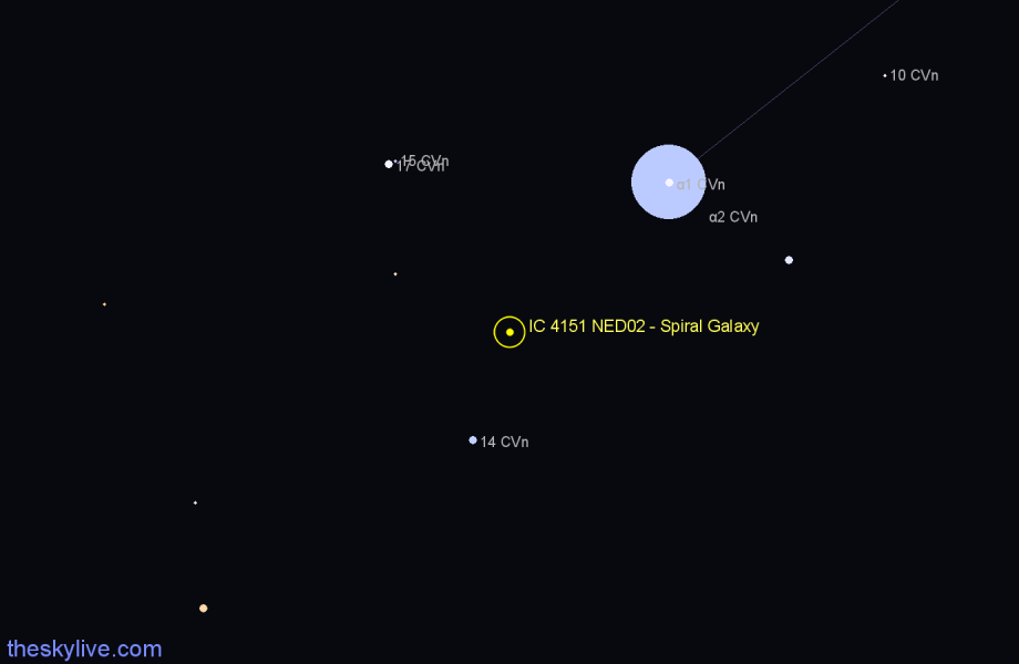 Finder chart IC 4151 NED02 - Spiral Galaxy in Canes Venatici star