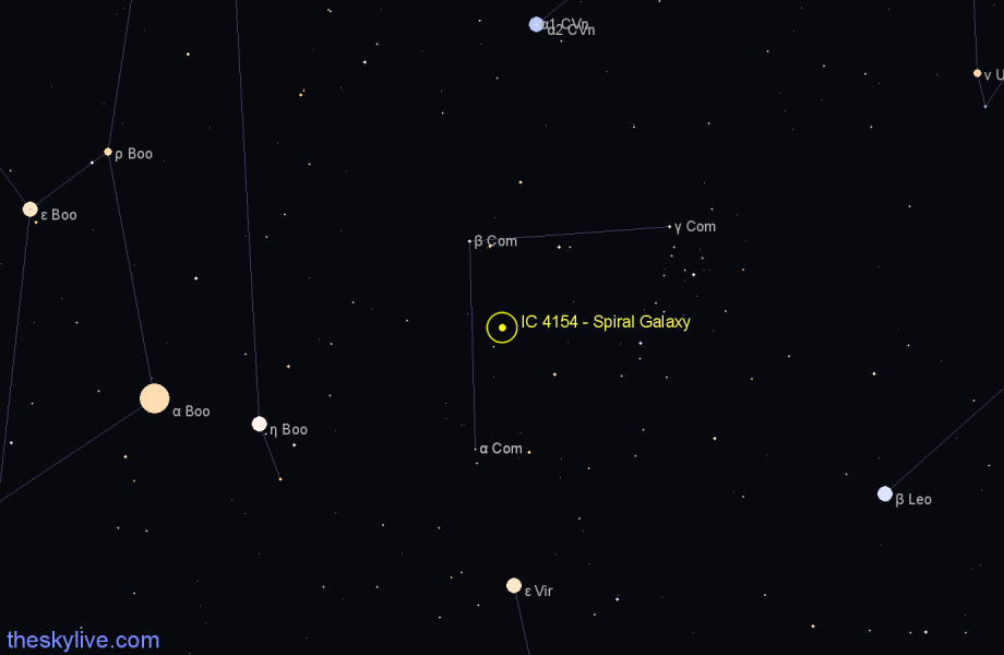 Finder chart IC 4154 - Spiral Galaxy in Coma Berenices star