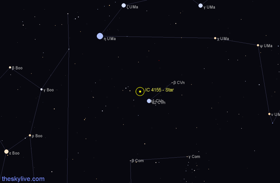 Finder chart IC 4155 - Star in Canes Venatici star