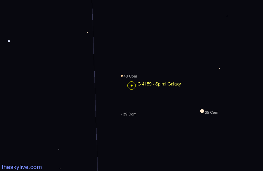 Finder chart IC 4159 - Spiral Galaxy in Coma Berenices star