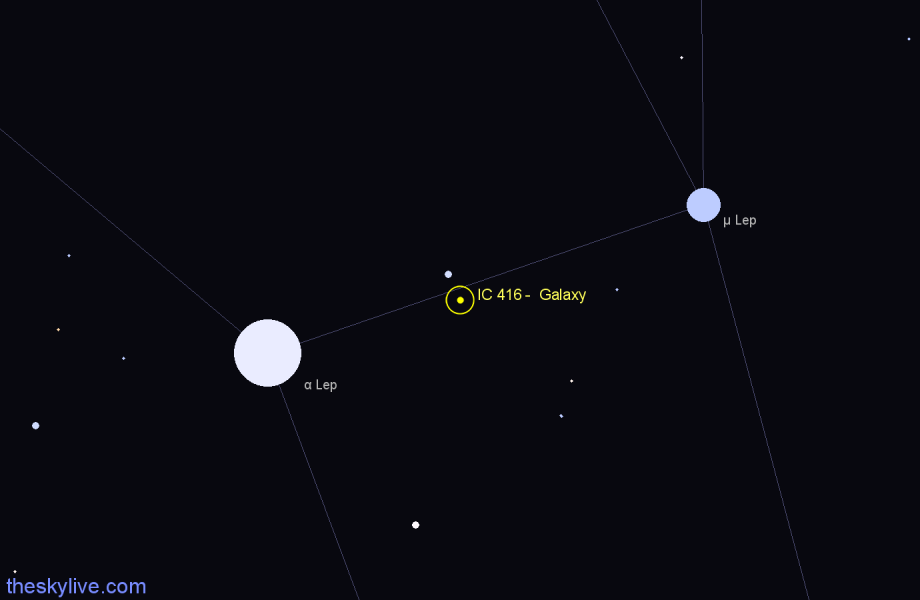 Finder chart IC 416 - Galaxy in Lepus star