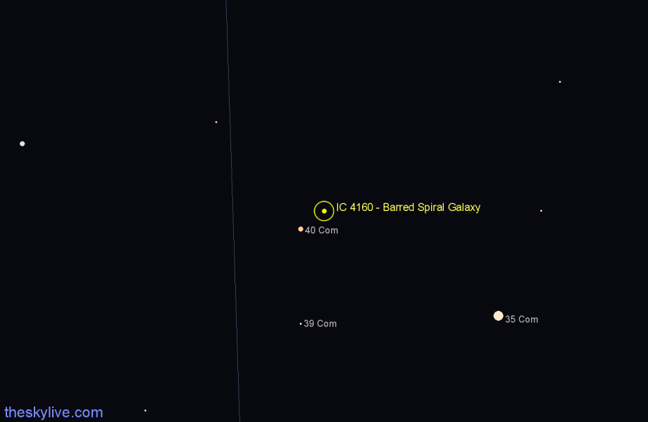 Finder chart IC 4160 - Barred Spiral Galaxy in Coma Berenices star