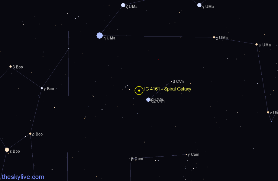 Finder chart IC 4161 - Spiral Galaxy in Canes Venatici star