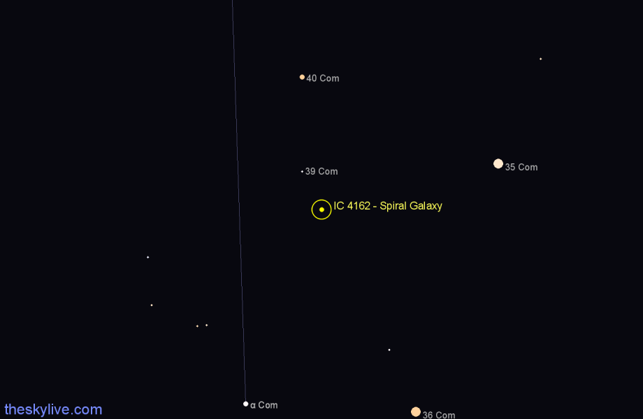 Finder chart IC 4162 - Spiral Galaxy in Coma Berenices star