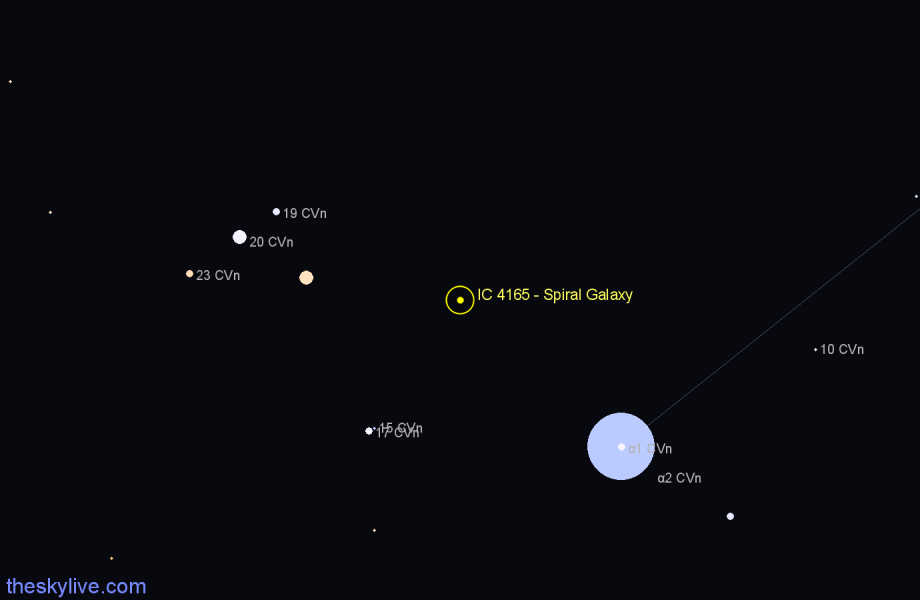 Finder chart IC 4165 - Spiral Galaxy in Canes Venatici star