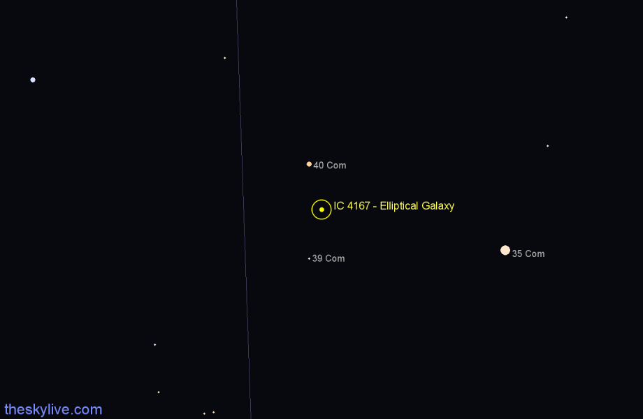 Finder chart IC 4167 - Elliptical Galaxy in Coma Berenices star