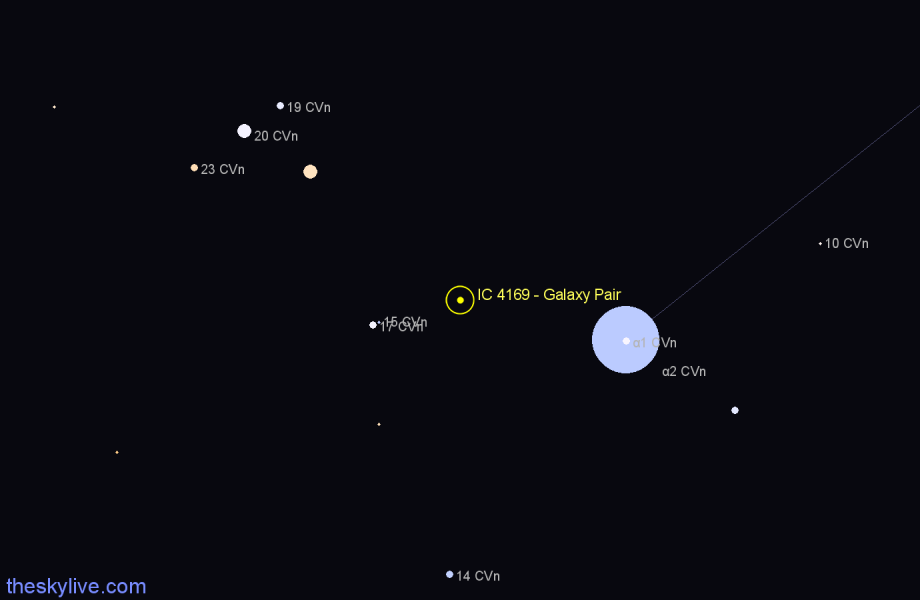 Finder chart IC 4169 - Galaxy Pair in Canes Venatici star