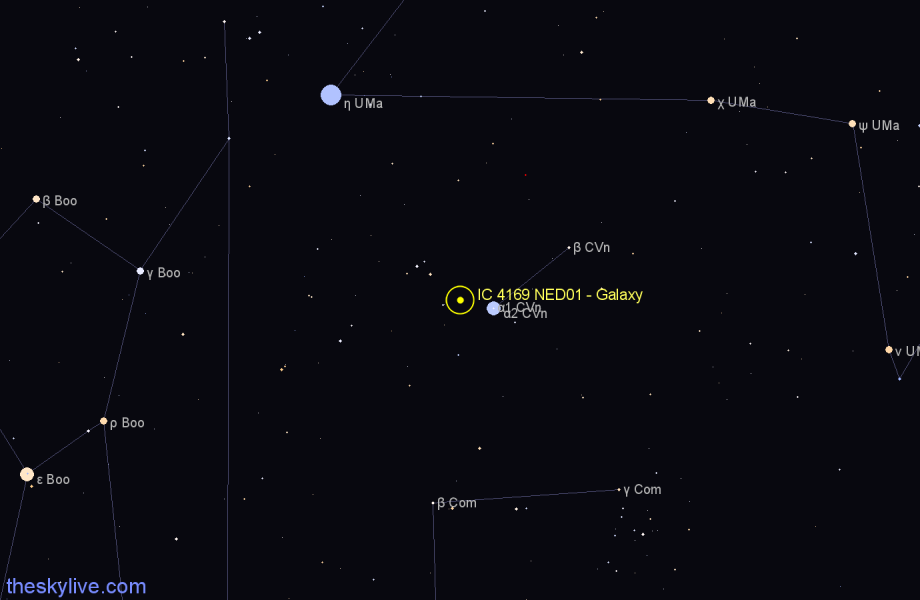Finder chart IC 4169 NED01 - Galaxy in Canes Venatici star