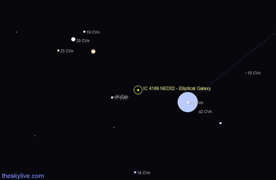 Finder chart IC 4169 NED02 - Elliptical Galaxy in Canes Venatici star