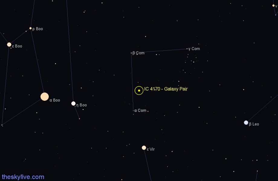 Finder chart IC 4170 - Galaxy Pair in Coma Berenices star