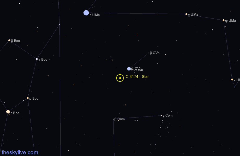 Finder chart IC 4174 - Star in Canes Venatici star