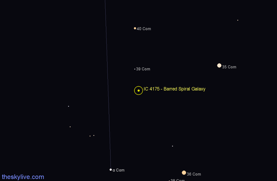 Finder chart IC 4175 - Barred Spiral Galaxy in Coma Berenices star