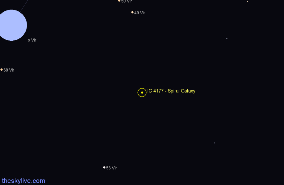 Finder chart IC 4177 - Spiral Galaxy in Virgo star