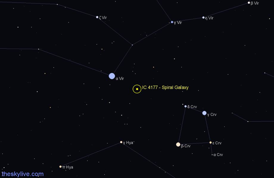 Finder chart IC 4177 - Spiral Galaxy in Virgo star