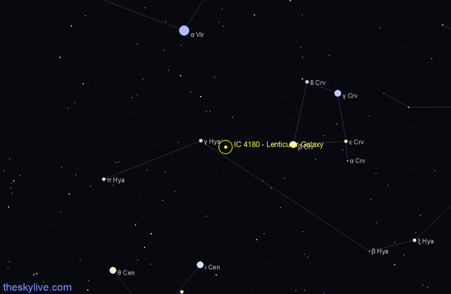 Finder chart IC 4180 - Lenticular Galaxy in Hydra star