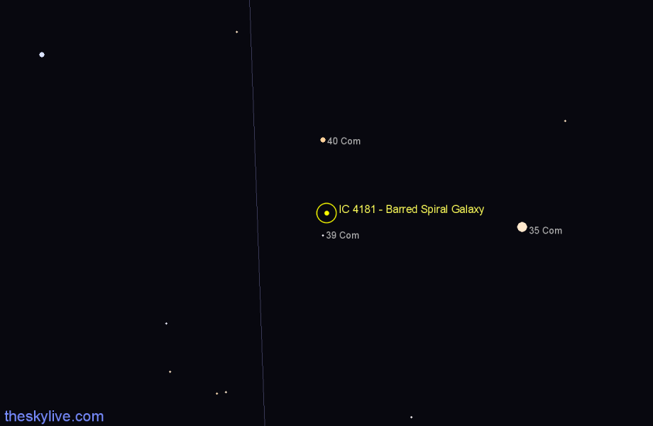 Finder chart IC 4181 - Barred Spiral Galaxy in Coma Berenices star