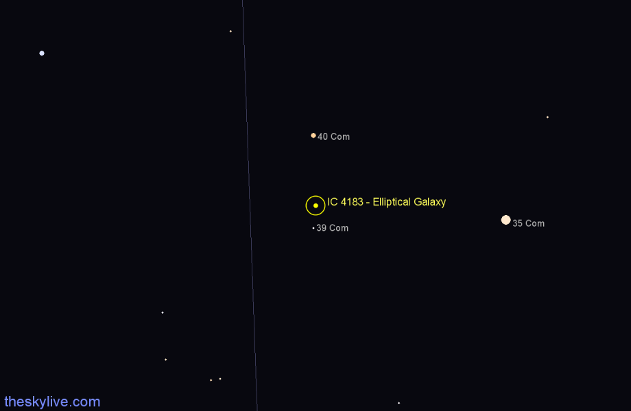 Finder chart IC 4183 - Elliptical Galaxy in Coma Berenices star