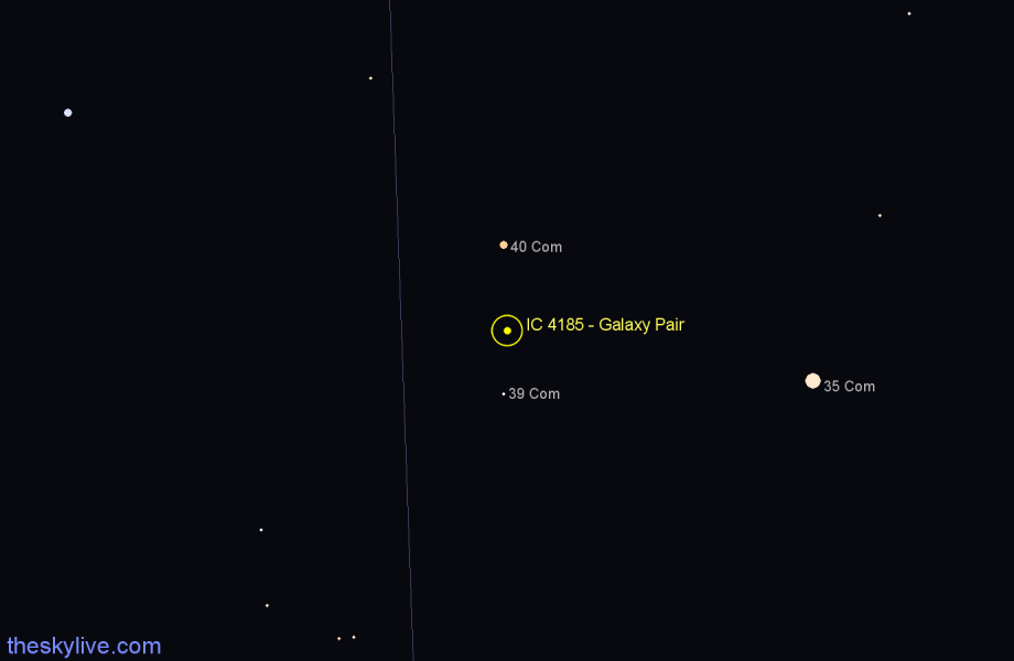 Finder chart IC 4185 - Galaxy Pair in Coma Berenices star