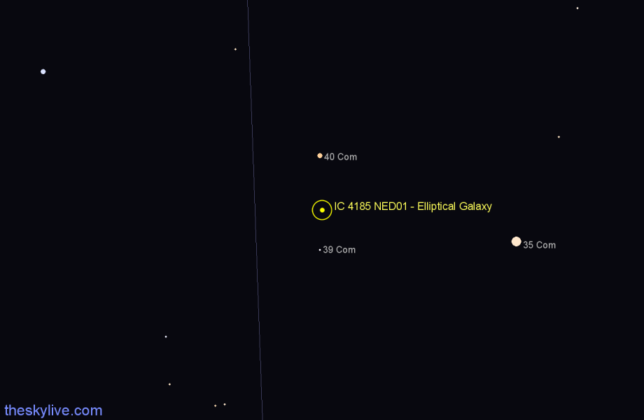 Finder chart IC 4185 NED01 - Elliptical Galaxy in Coma Berenices star