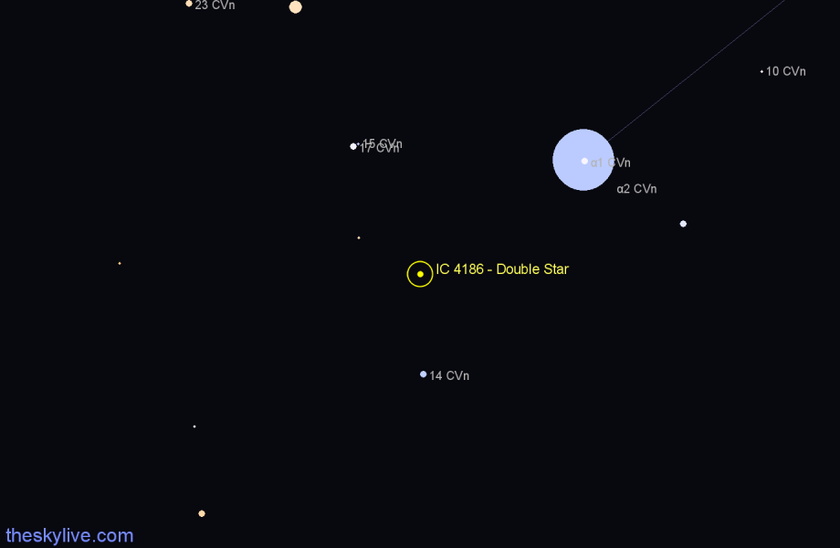 Finder chart IC 4186 - Double Star in Canes Venatici star