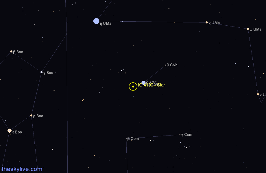 Finder chart IC 4190 - Star in Canes Venatici star