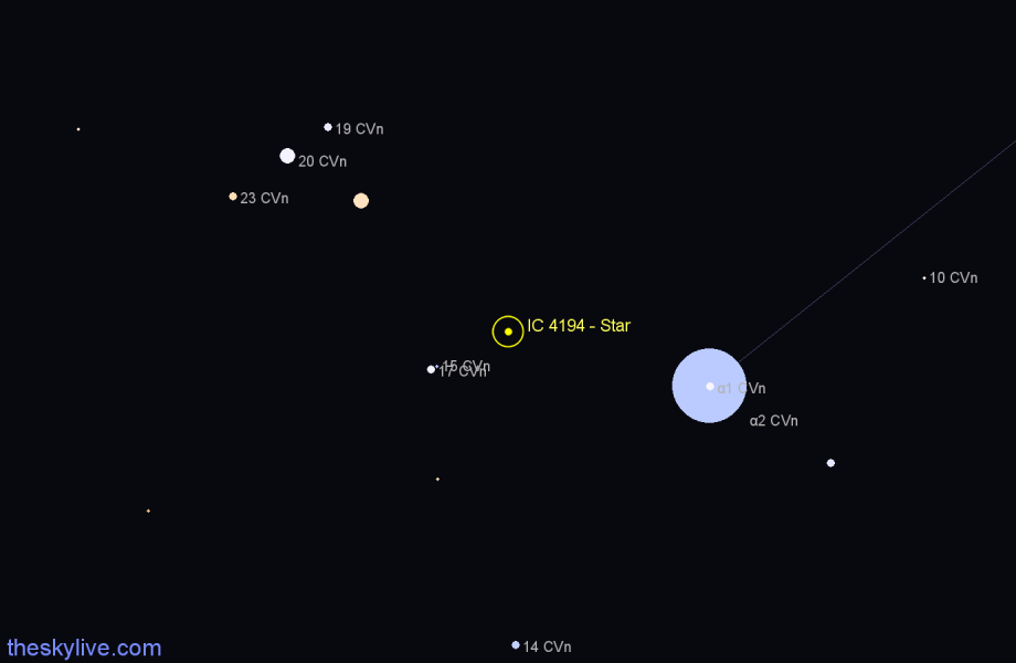 Finder chart IC 4194 - Star in Canes Venatici star