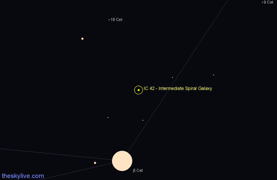 Finder chart IC 42 - Intermediate Spiral Galaxy in Cetus star