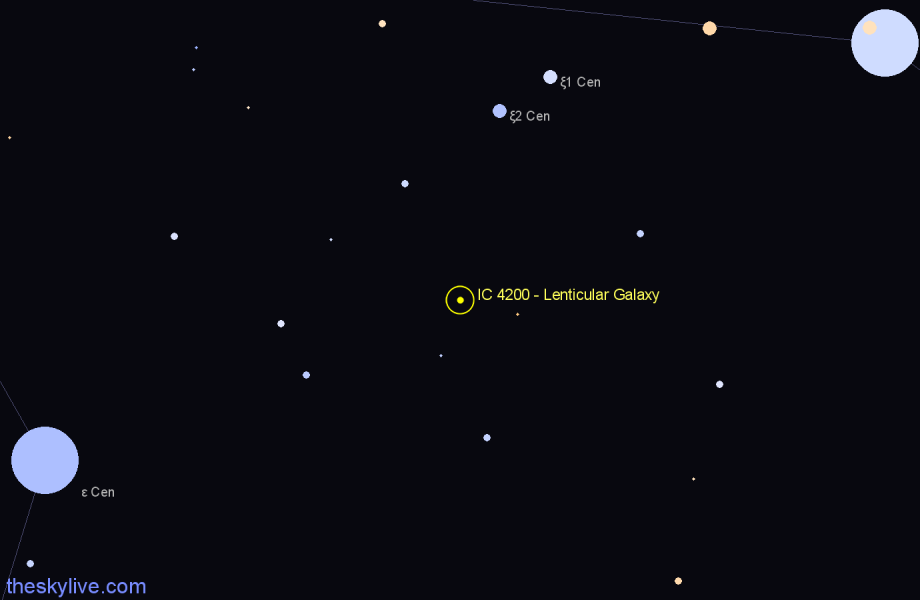 Finder chart IC 4200 - Lenticular Galaxy in Centaurus star