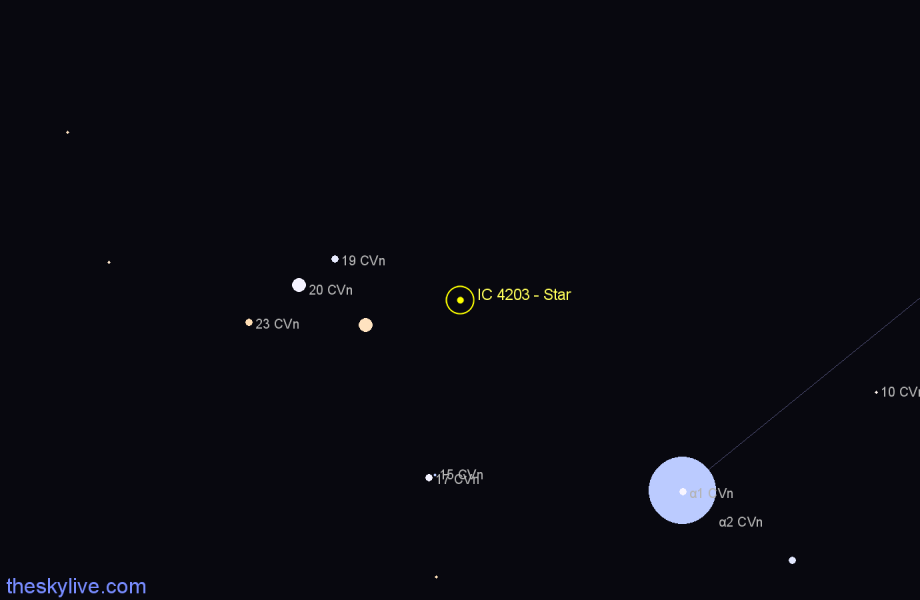 Finder chart IC 4203 - Star in Canes Venatici star