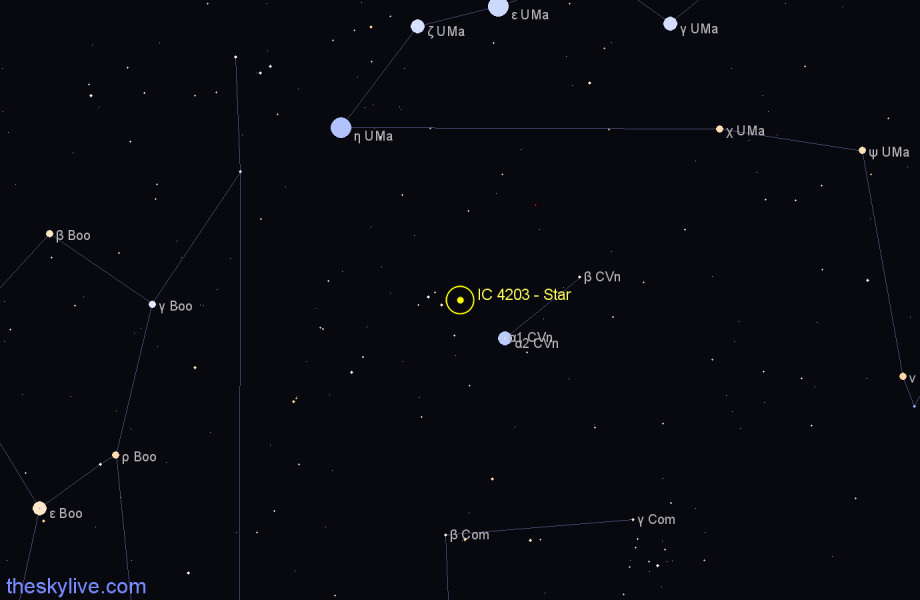 Finder chart IC 4203 - Star in Canes Venatici star