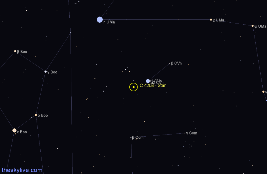 Finder chart IC 4208 - Star in Canes Venatici star