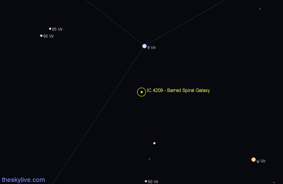 Finder chart IC 4209 - Barred Spiral Galaxy in Virgo star