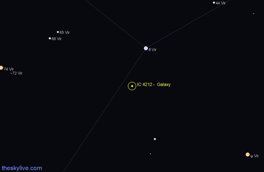 Finder chart IC 4212 - Galaxy in Virgo star
