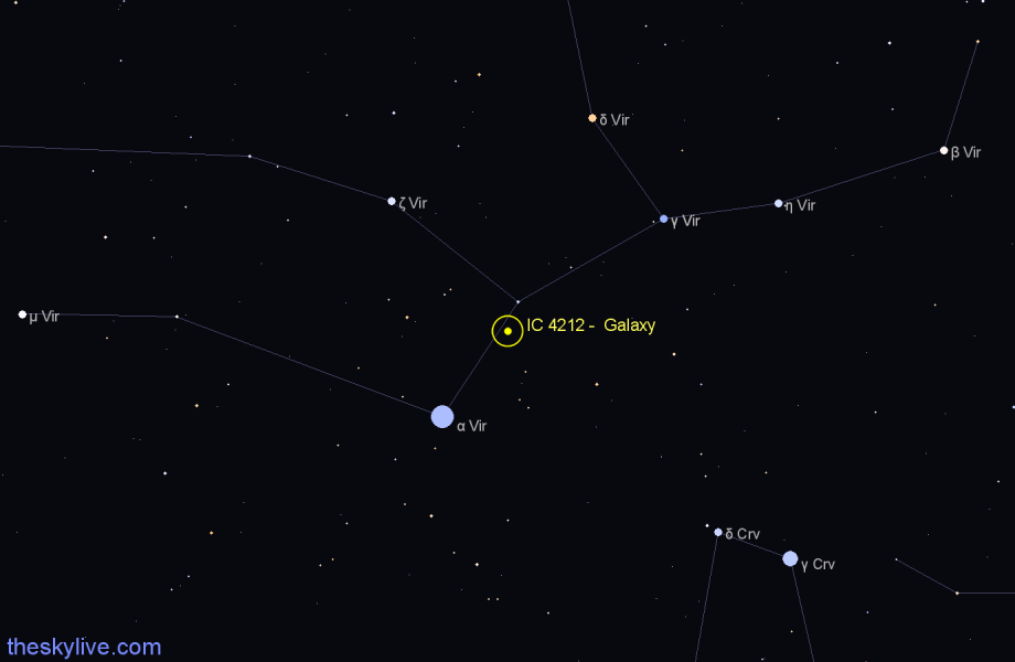 Finder chart IC 4212 - Galaxy in Virgo star